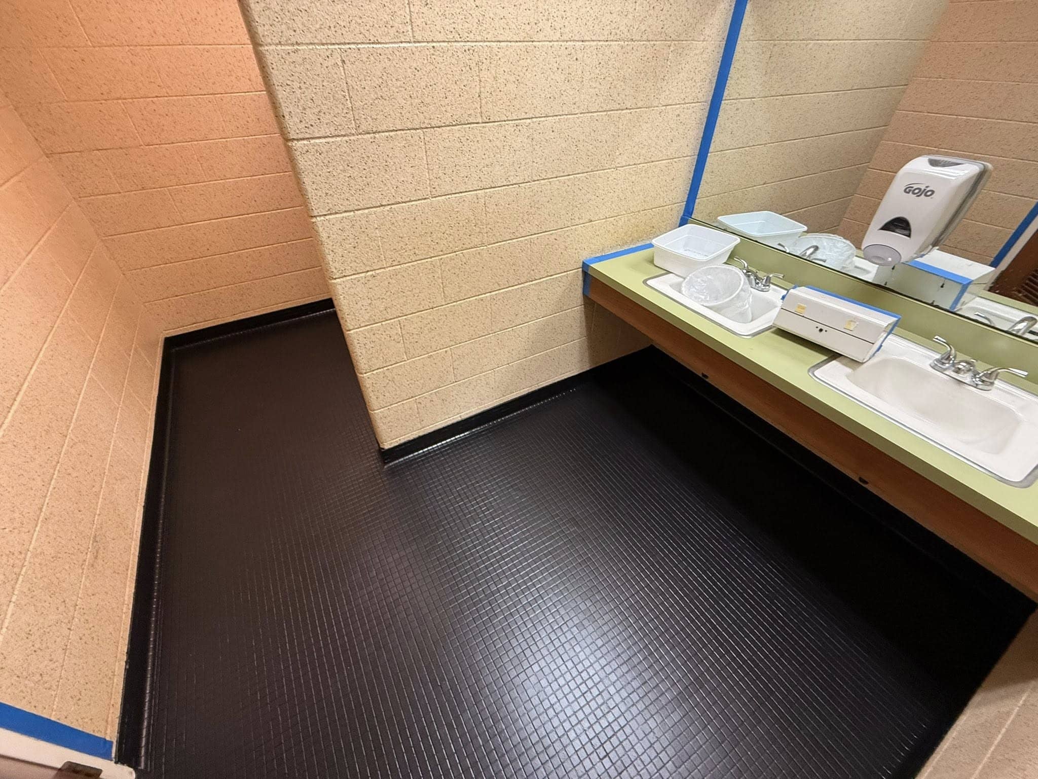 commercial bathroom floor painted