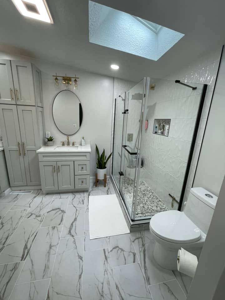 white painted bathroom